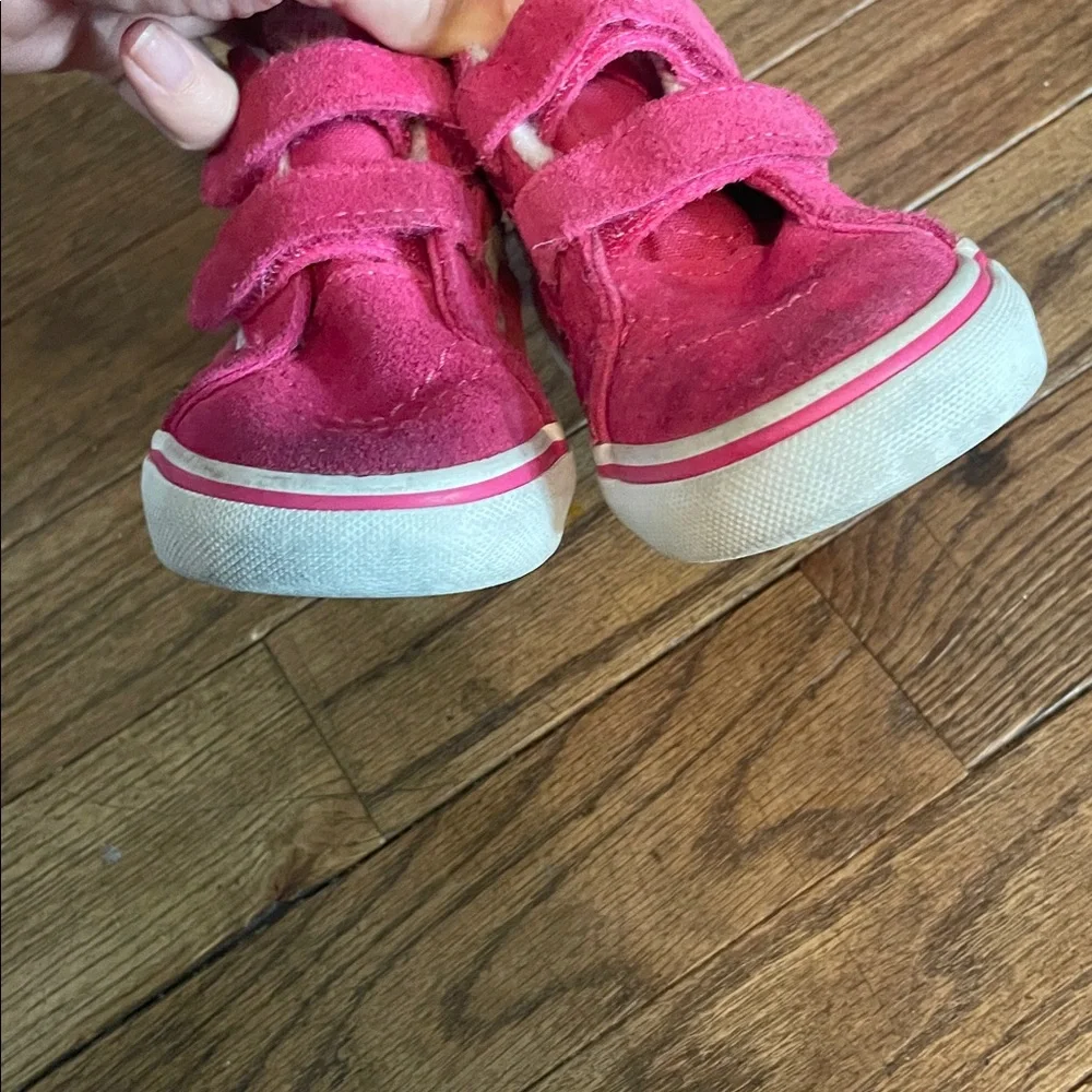 Vans Kids' Pink and Orange Leopard Velcro Sneakers size 7 toddler